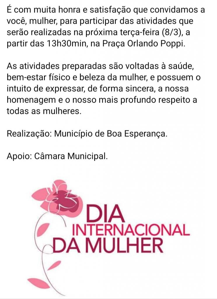 DIA INTERNACIONAL DA MULHER EM BOA ESPERANÇA